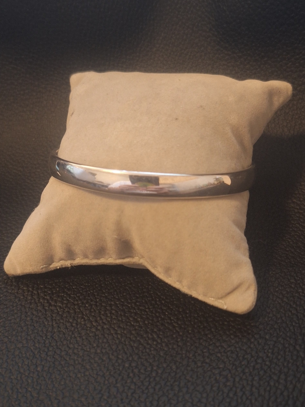 Monet Polished Silver-Tone Rounded Bangle Bracelet 7.5"